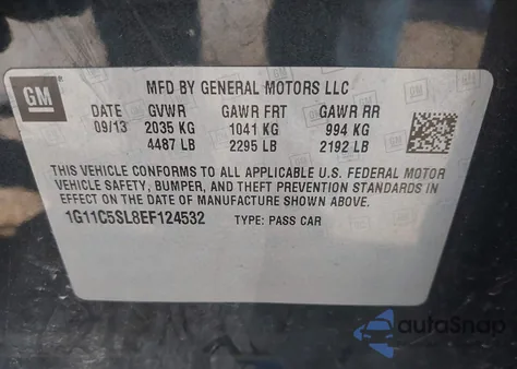 2014 Chevrolet Malibu 1Lt from USA, damaged, VIN 1G11C5SL8EF124532